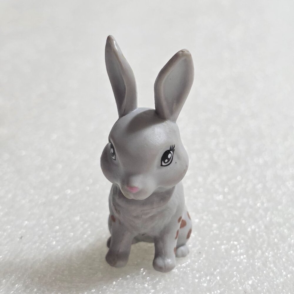 Barbie Doll Gray Bunny Rabbit Brown Spots 2" Play âN'â Wash Pets Playset Mattel